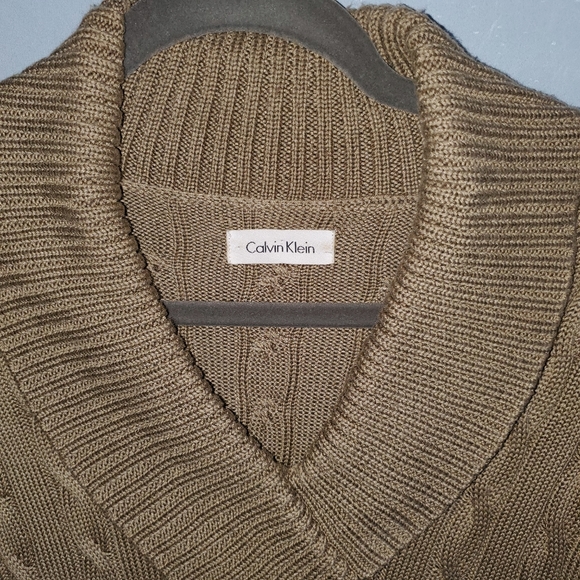 310- Calvin Klein Cable knit Faux Wrap Sweater dress shawl neck  long sleeve - Picture 10 of 14